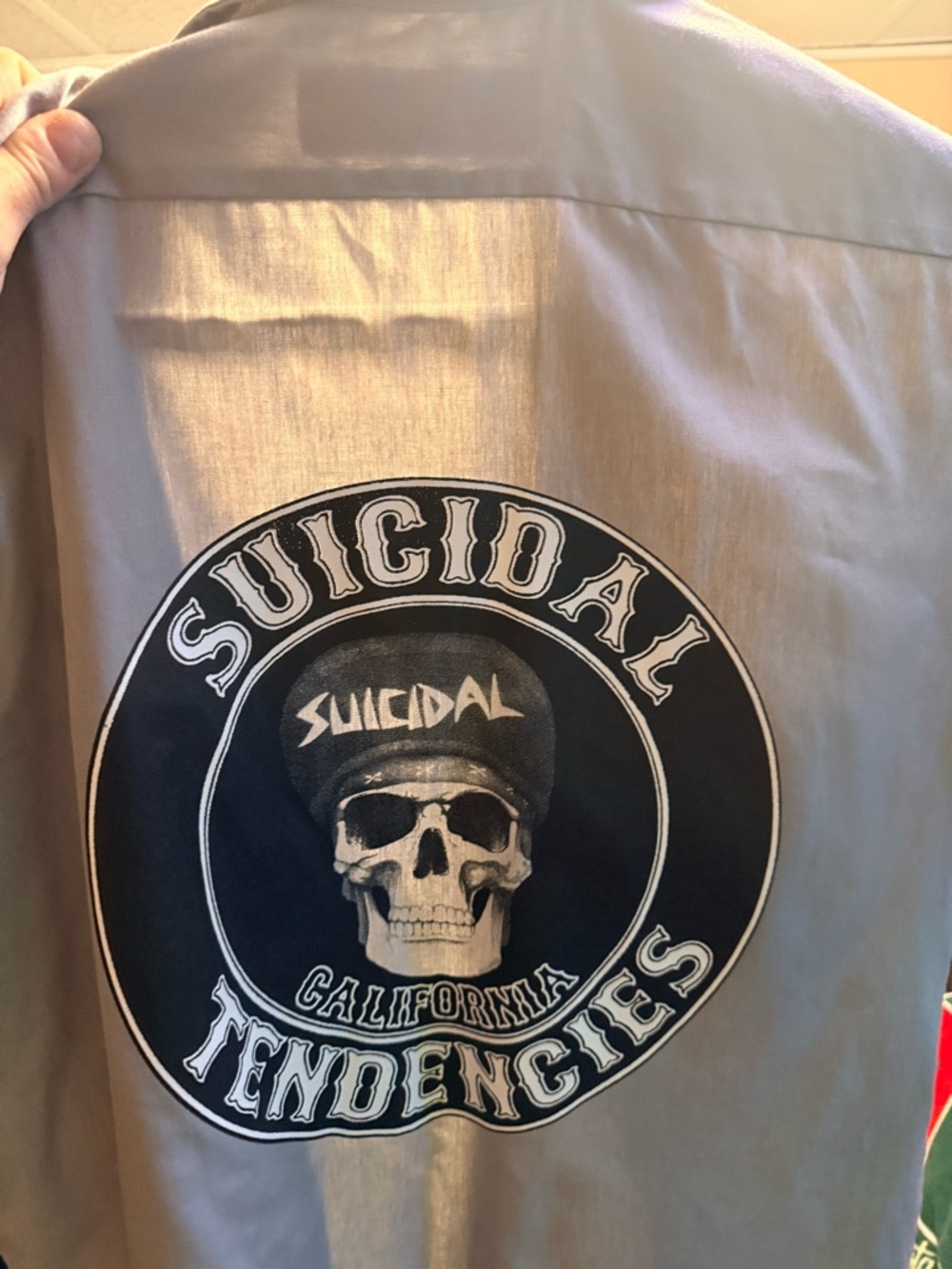 Dickies Gray Work Shirt with Suicidal Tendencies Skull Graphic